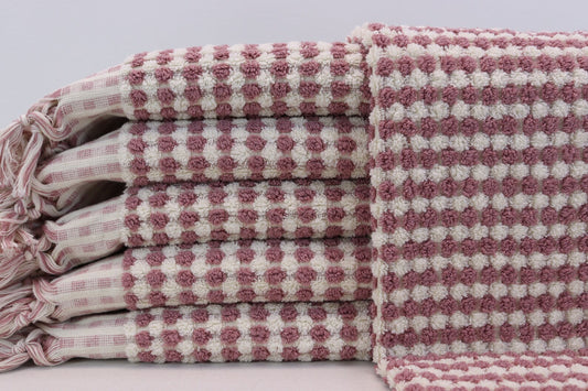 Bubble Salmon Terry Hand Towel Made from 100 Percent Turkish Cotton 38 Inches L x 20 Inches W - Love Salve 