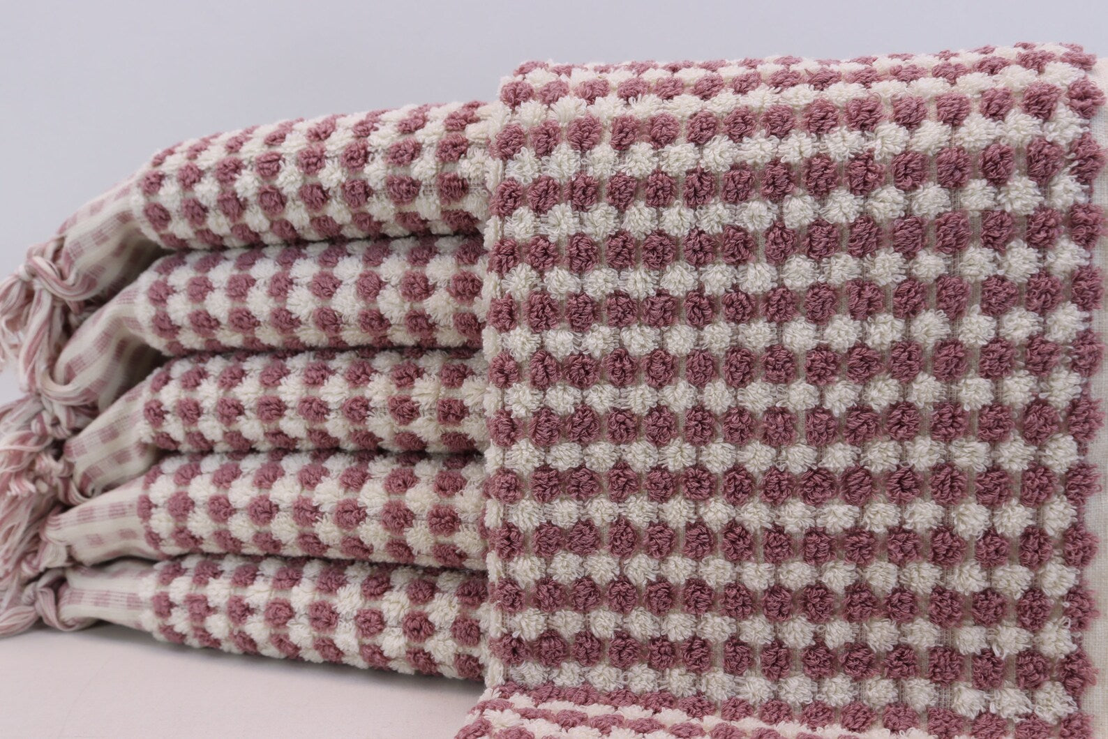 Bubble Salmon Terry Hand Towel Made from 100 Percent Turkish Cotton 38 Inches L x 20 Inches W - Love Salve 