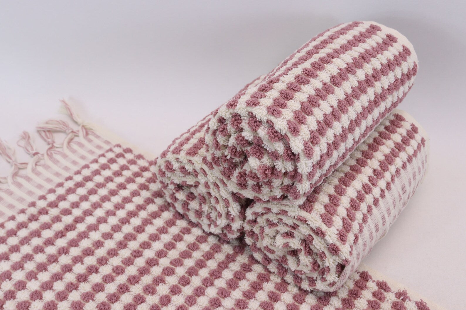 Bubble Salmon Terry Hand Towel Made from 100 Percent Turkish Cotton 38 Inches L x 20 Inches W - Love Salve 