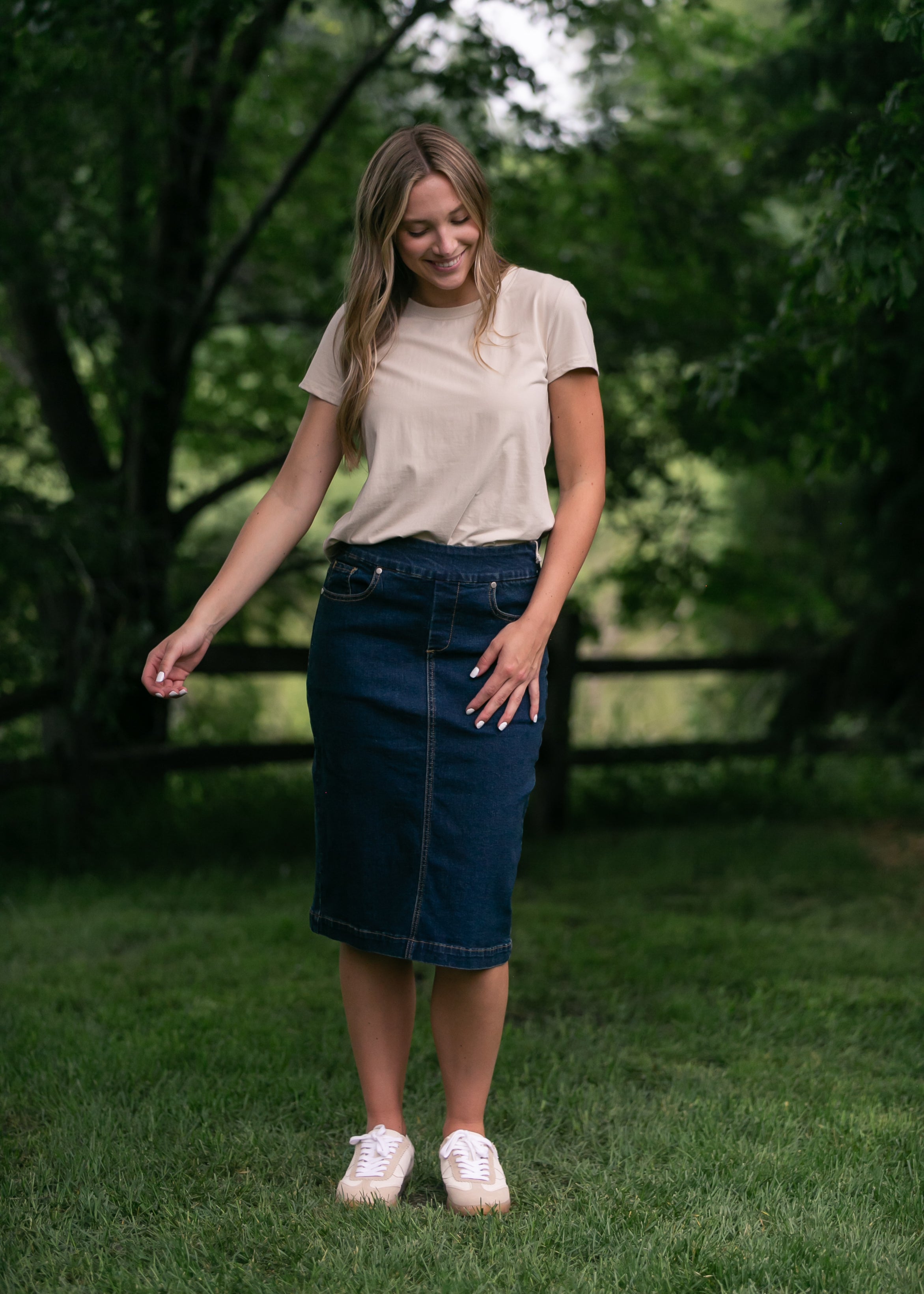 Sandra Denim Midi Skirt Inherit Co.