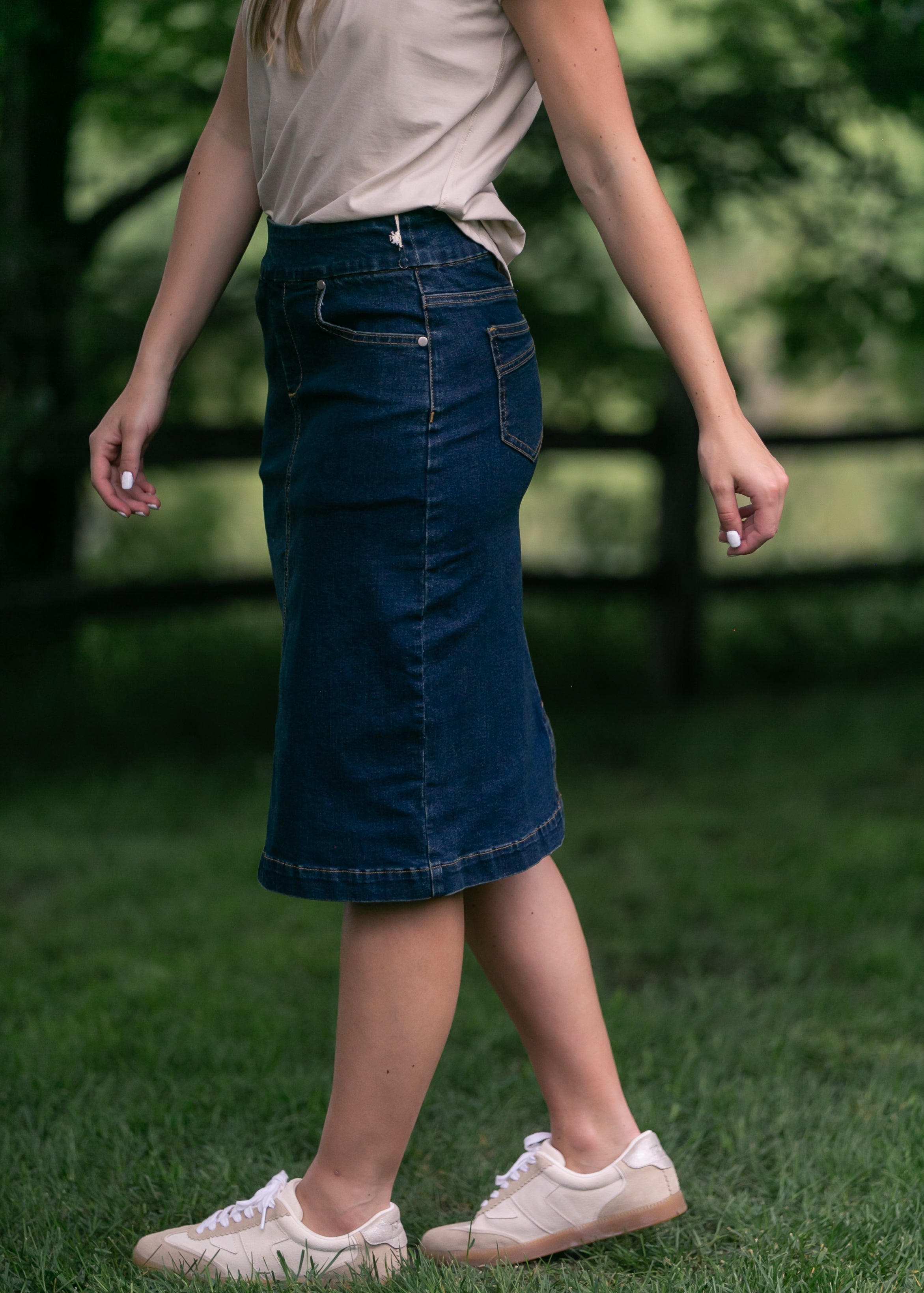 Sandra Denim Midi Skirt Inherit Co.