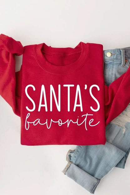 Santa's Favorite Graphic Fleece Sweatshirts - Love Salve