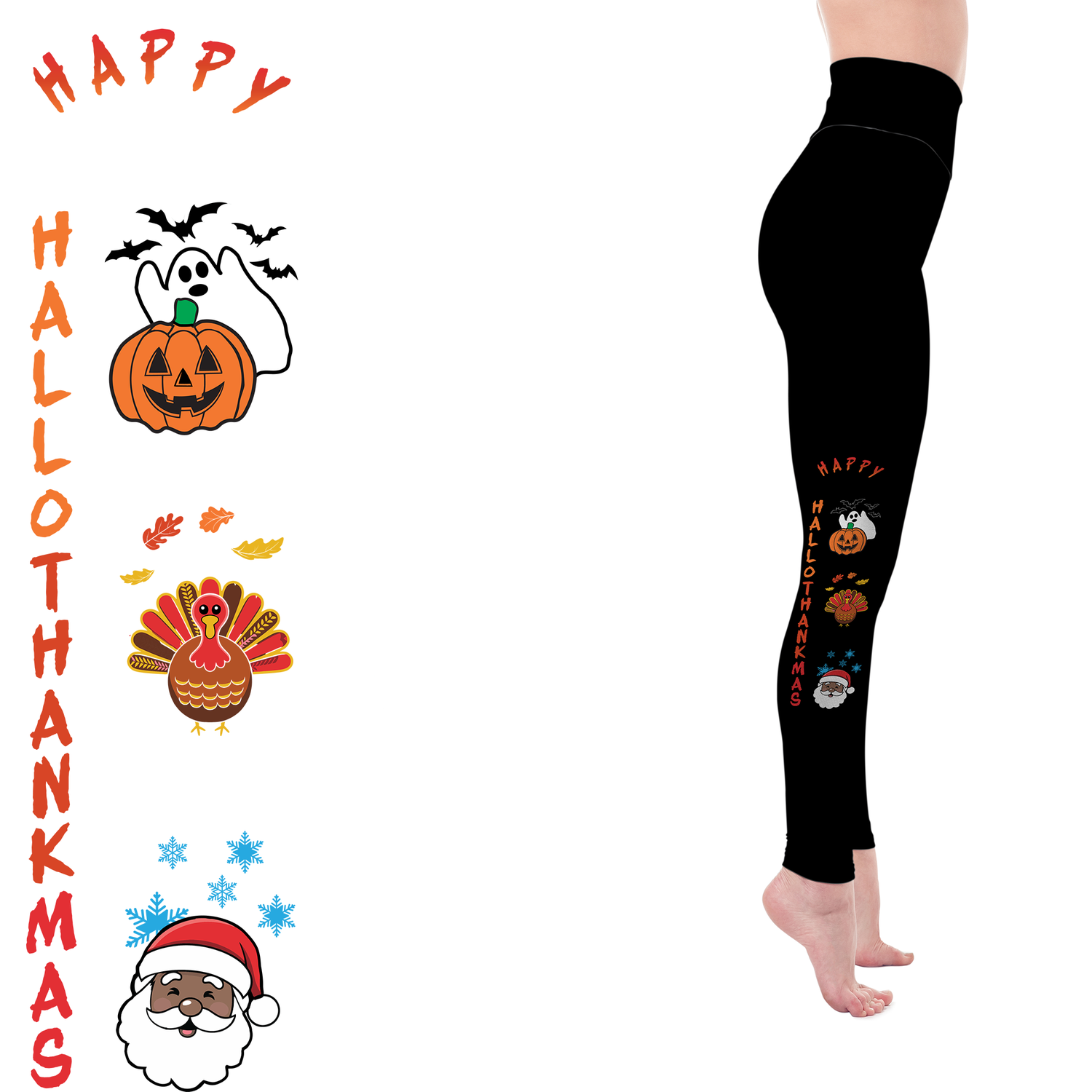 Happy  HalloThanksMas Leggings with Pockets MM