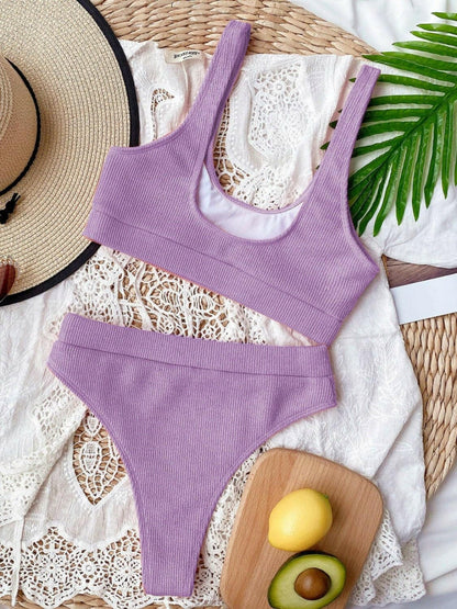 Scoop Neck Wide Strap Two-Piece Swim Set - Love Salve