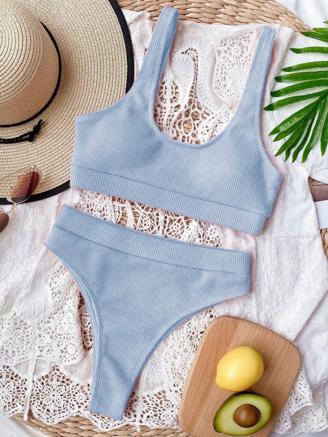 Scoop Neck Wide Strap Two-Piece Swim Set - Love Salve