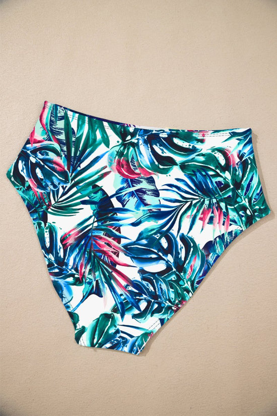 Sea Green Floral Print Drawstring Tankini Set with Tummy Control - Love Salve 
