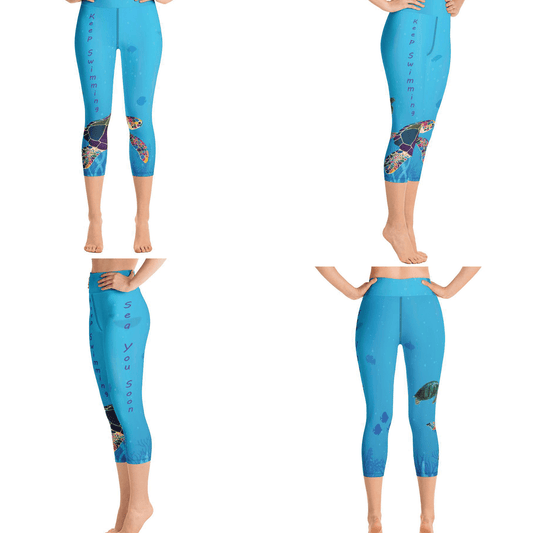 Sea You Soon Capri Leggings with Turtle - Pockets MM