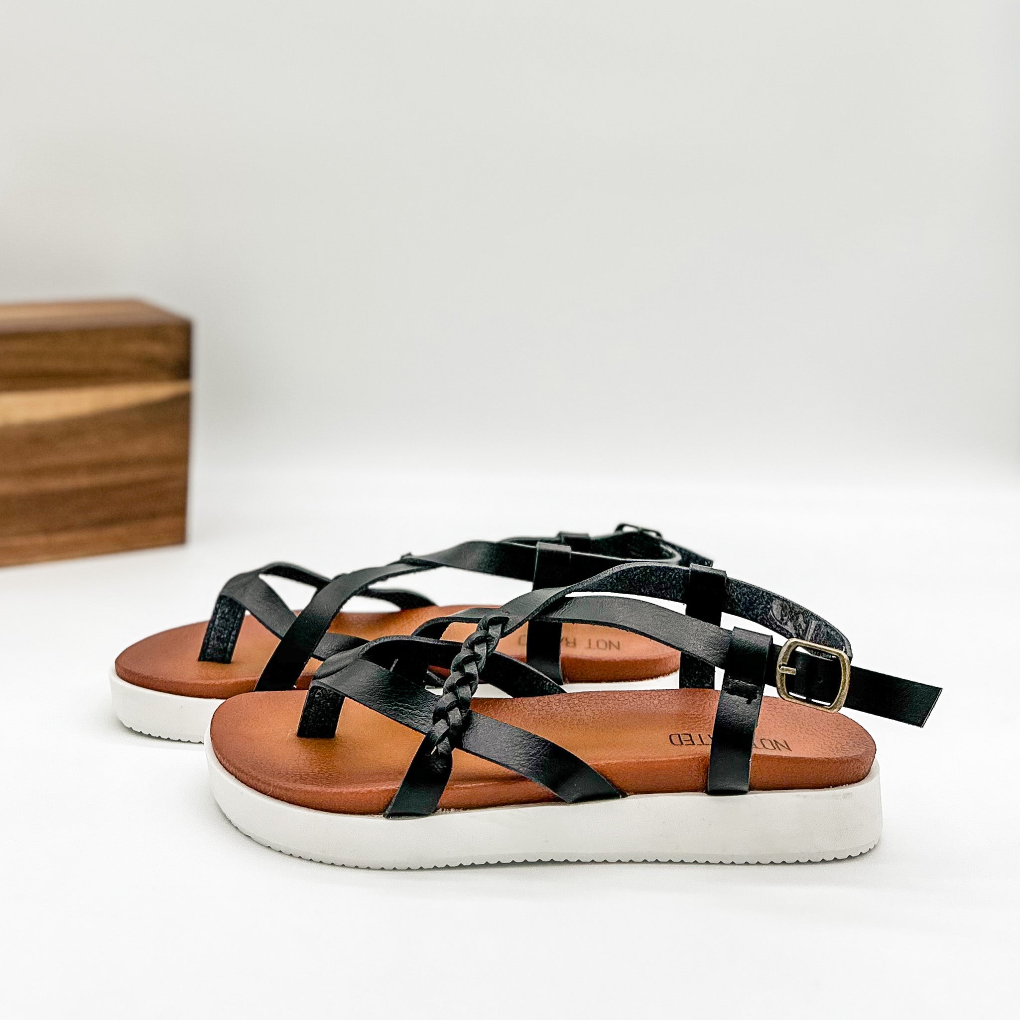 Not Rated Sela Sandal Black Ankle Strap Strappy Heel Naughty Monkey