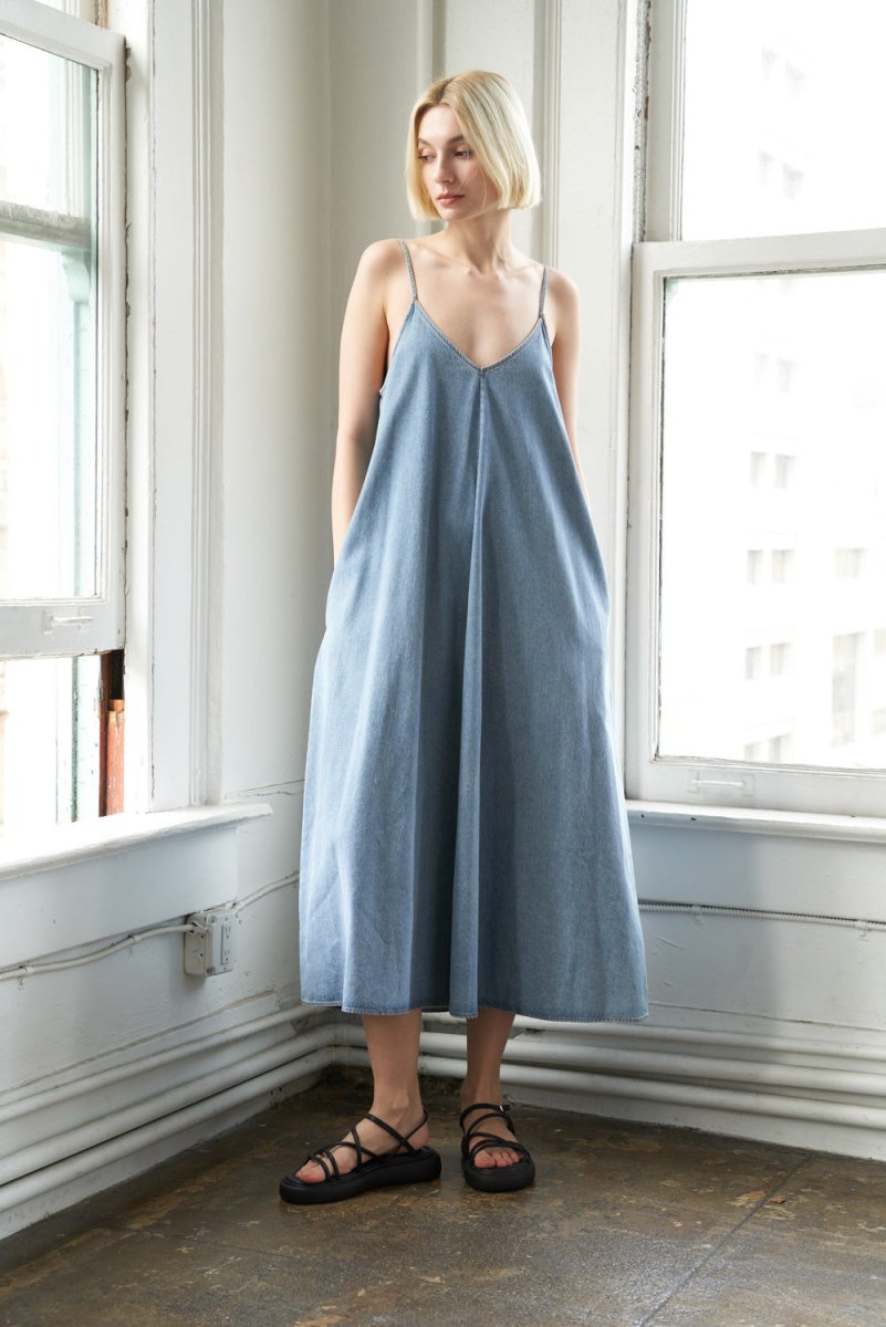 SERENE SYMPHONY DENIM MIDI DRESS - Love Salve