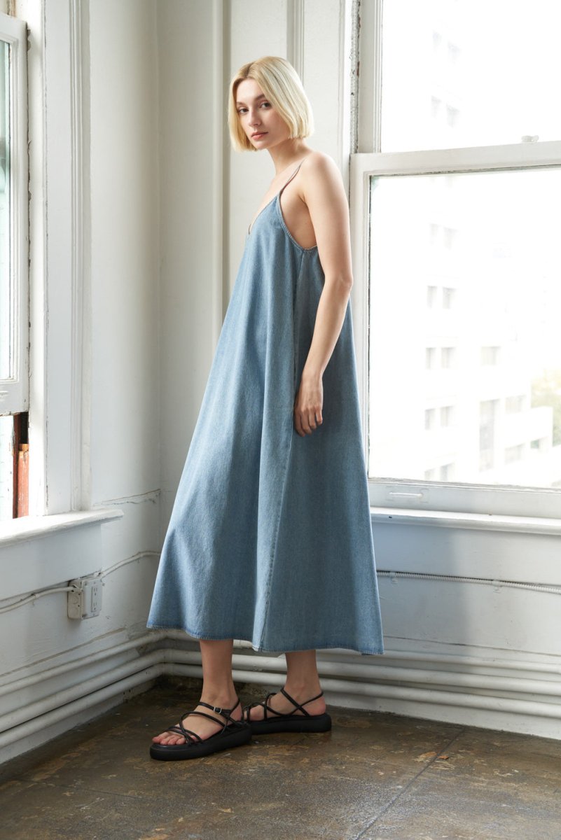 SERENE SYMPHONY DENIM MIDI DRESS - Love Salve