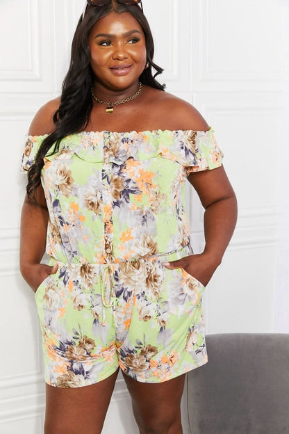 Sew In Love Full Size Pure Delight Floral Off-Shoulder Romper - Love Salve 