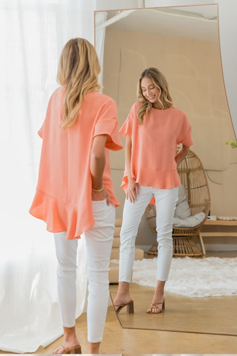 Sew In Love Round Neck Ruffled Top for Women’s Fashion - Love Salve 