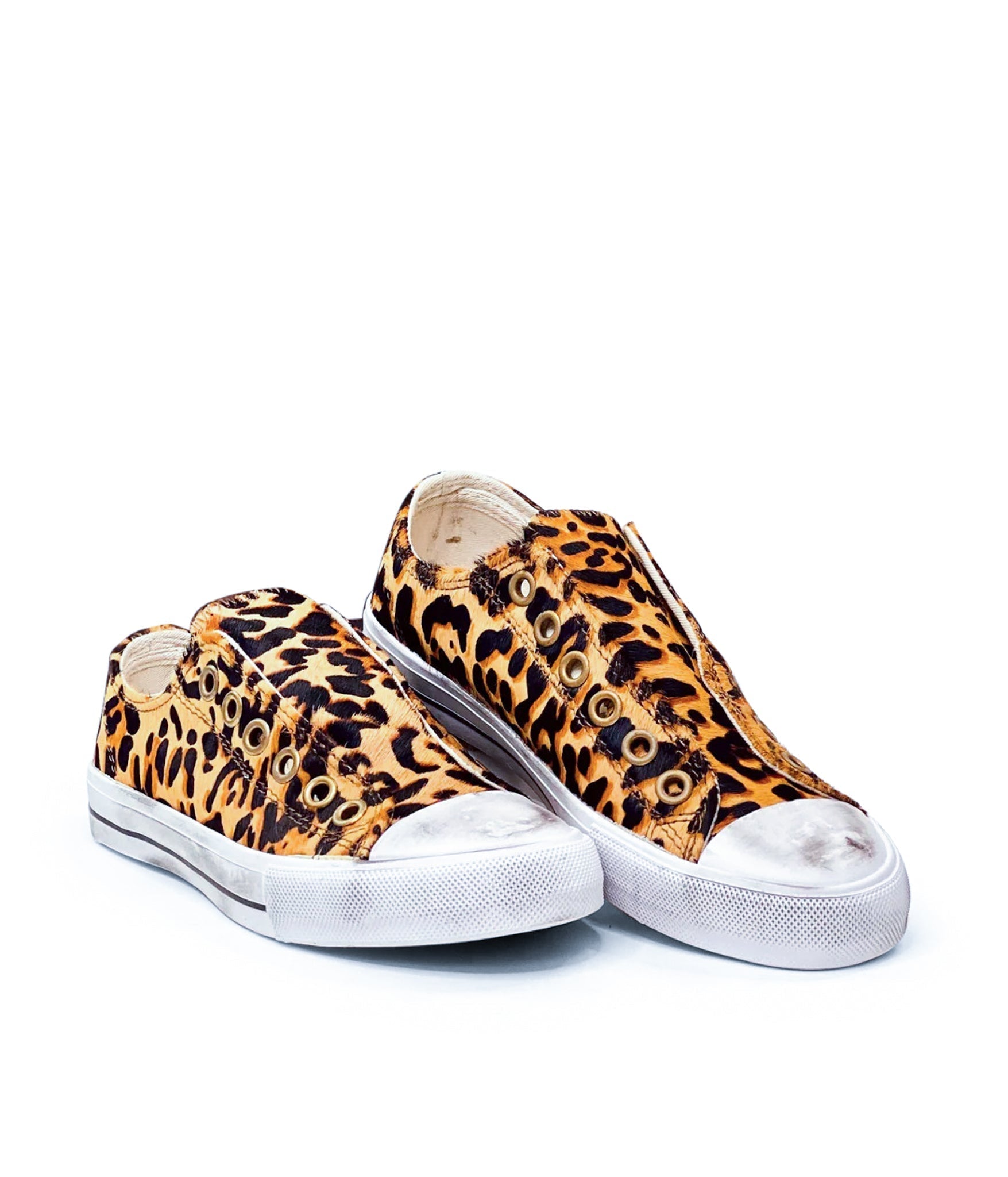 Shalomar Leopard Cowhide Sneaker With Elastic Tongue Naughty Monkey