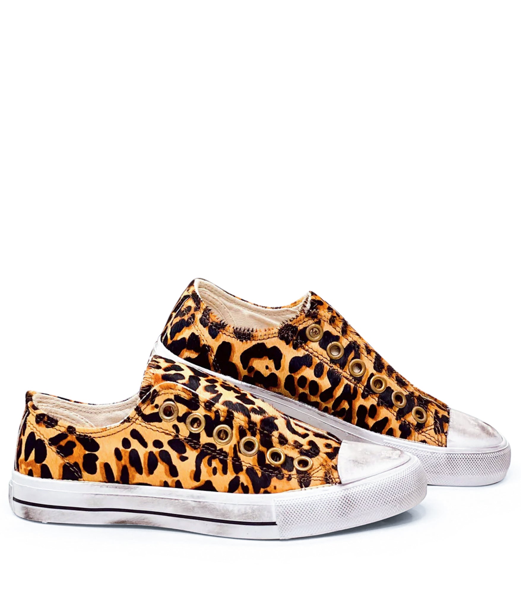 Shalomar Leopard Cowhide Sneaker With Elastic Tongue Naughty Monkey
