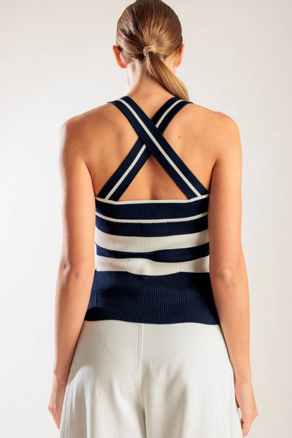 SHINE BRIGHT NAVY KNIT TOP - Love Salve
