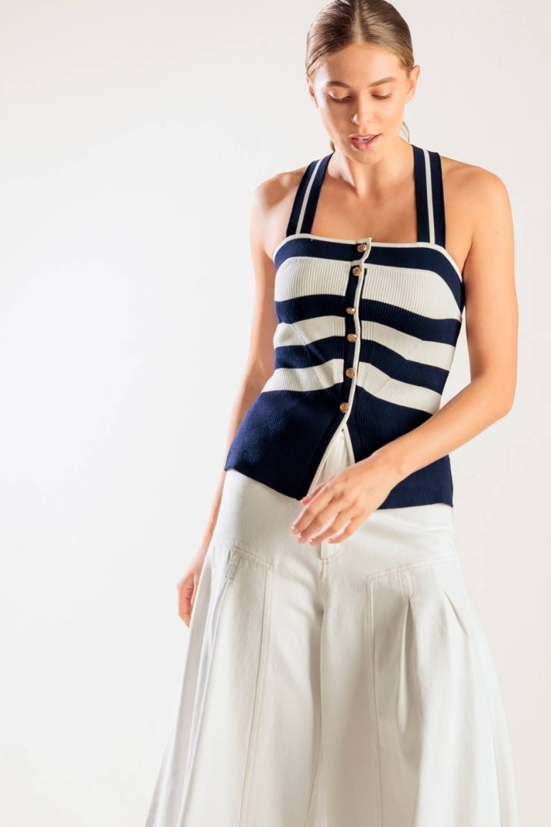 SHINE BRIGHT NAVY KNIT TOP - Love Salve