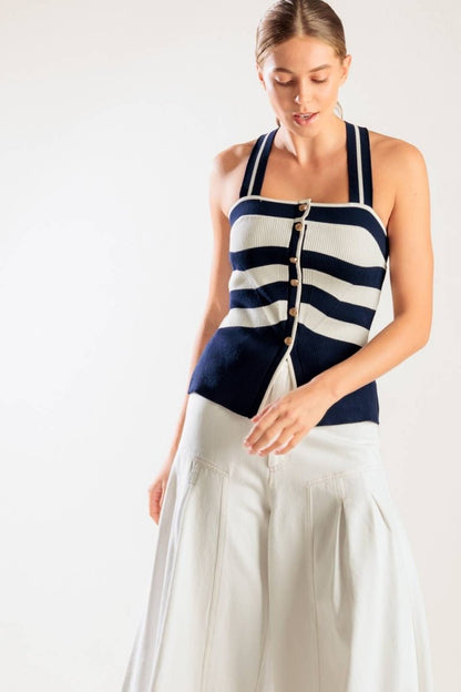 SHINE BRIGHT NAVY KNIT TOP - Love Salve