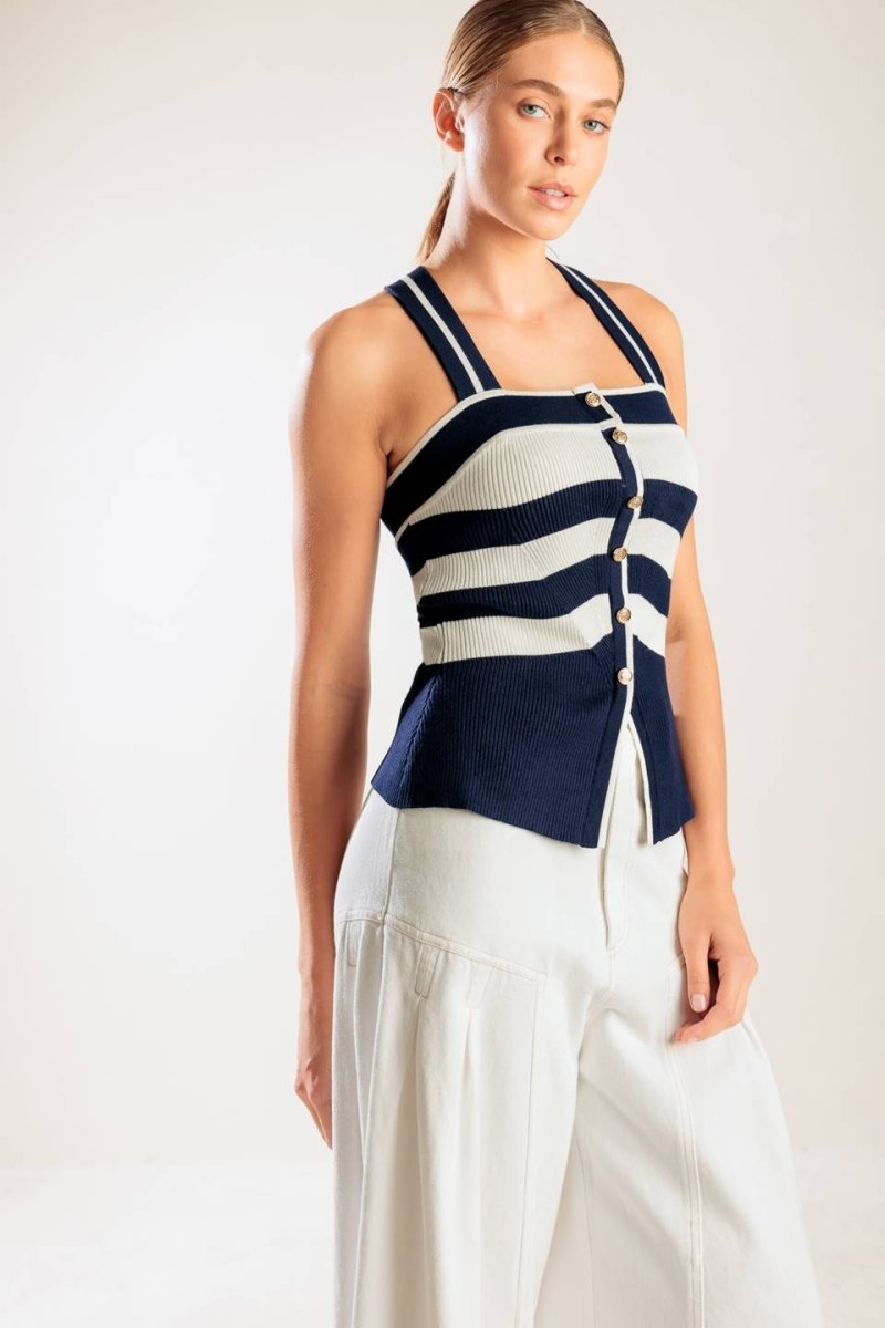 SHINE BRIGHT NAVY KNIT TOP - Love Salve