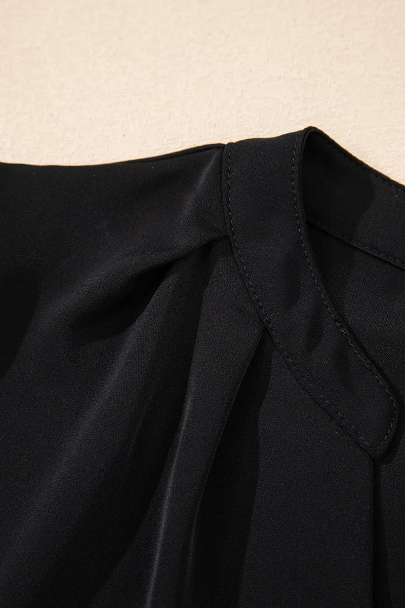 Short Sleeve Notched Blouse - Love Salve