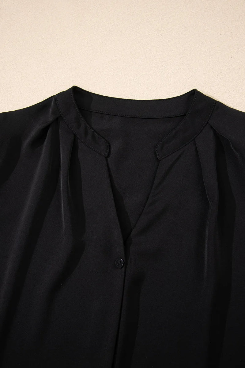 Short Sleeve Notched Blouse - Love Salve