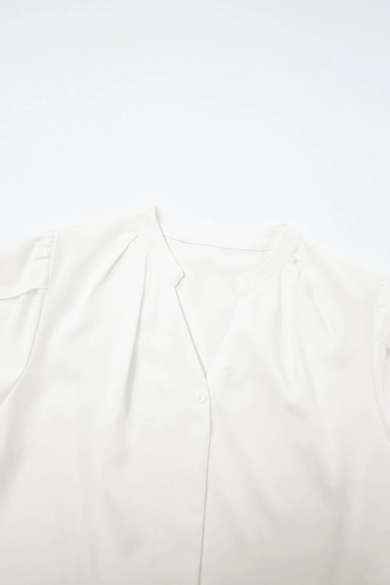 Short Sleeve Notched Blouse - Love Salve