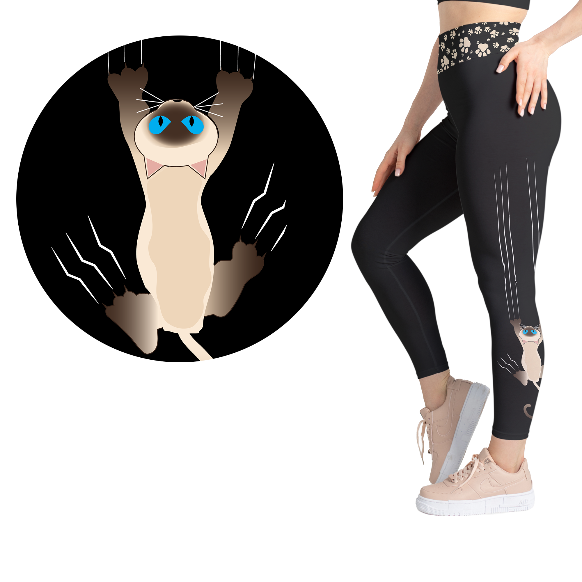 Siamese Surprise Scratch Kitty - Full Length or Capri  Pockets -  Pre-Order