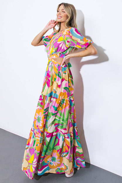 Elegant Floral Woven Maxi Dress