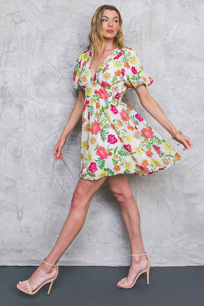 FREE ME TODAY FLORAL WOVEN MINI DRESS