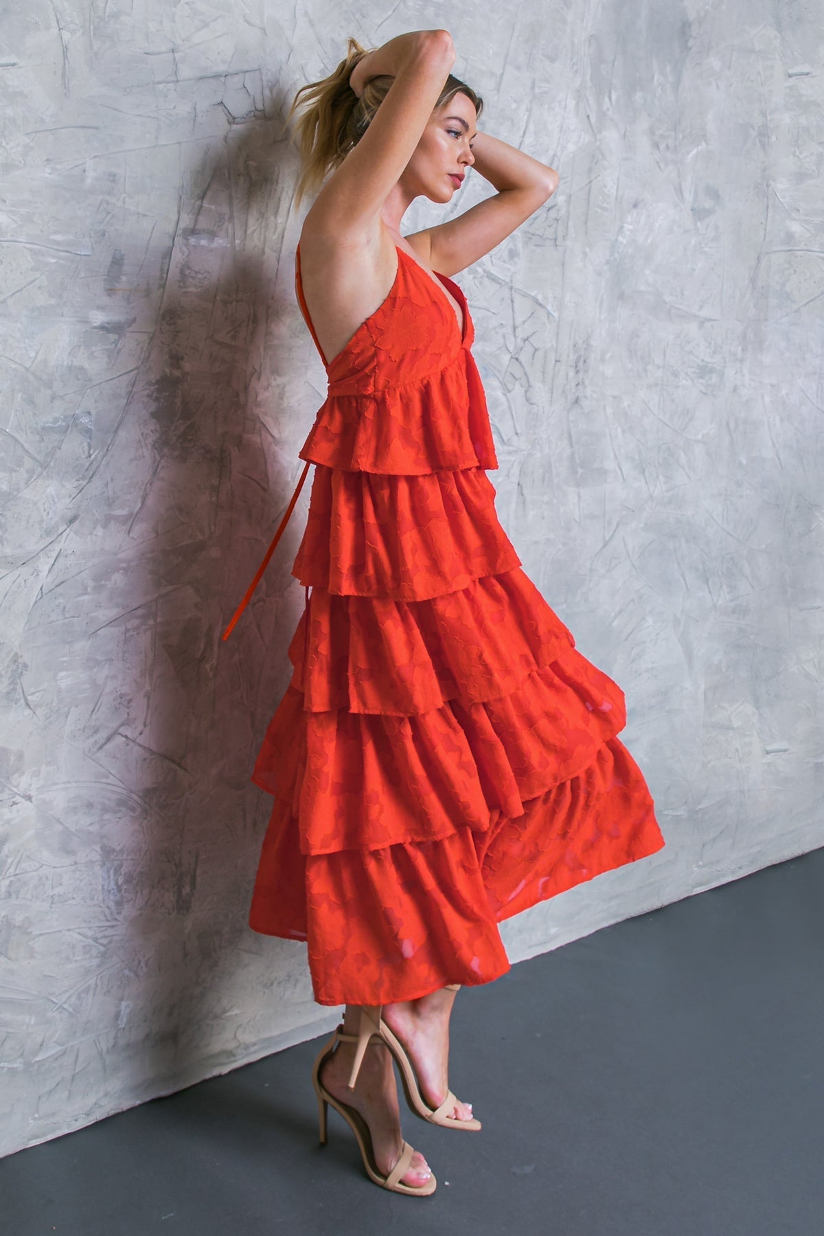 ISLAND AESTHETIC WOVEN MIDI DRESS Flying Tomato