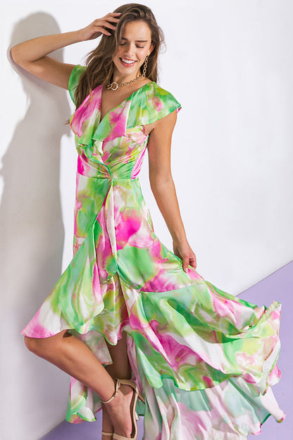 LA BEBE WOVEN SATIN MAXI DRESS