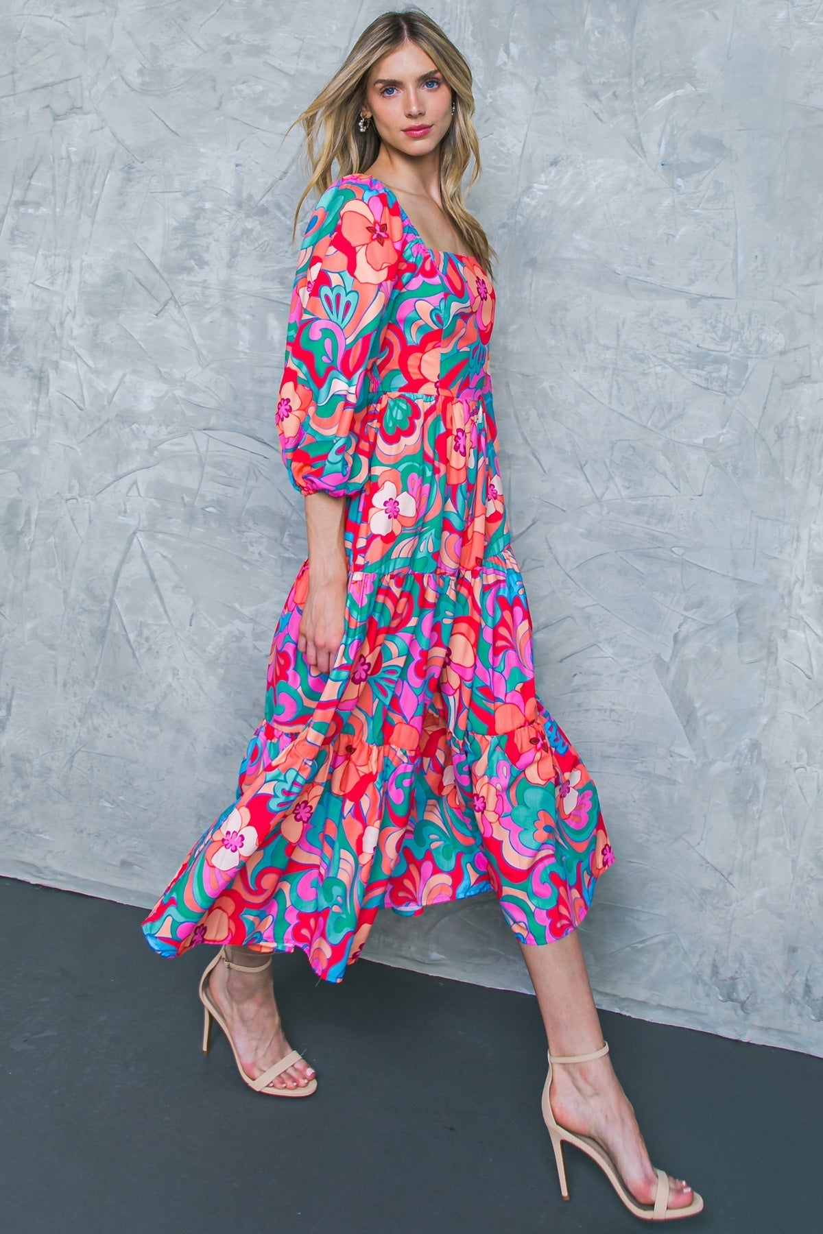 LIKE A PRINCESS WOVEN MIDI DRESS Flying Tomato