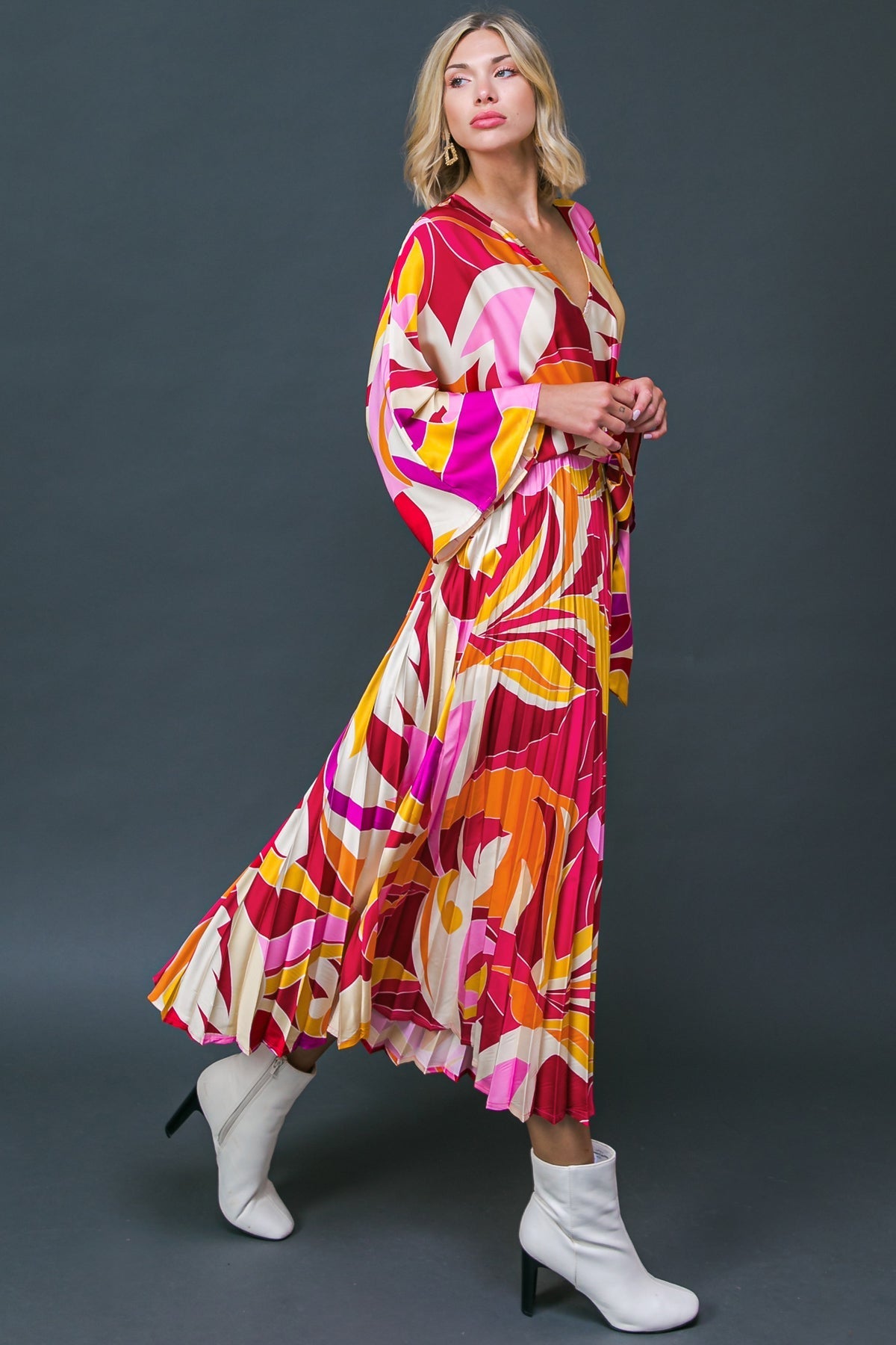 AT FIRST SIGHT WOVEN MIDI DRESS Flying Tomato
