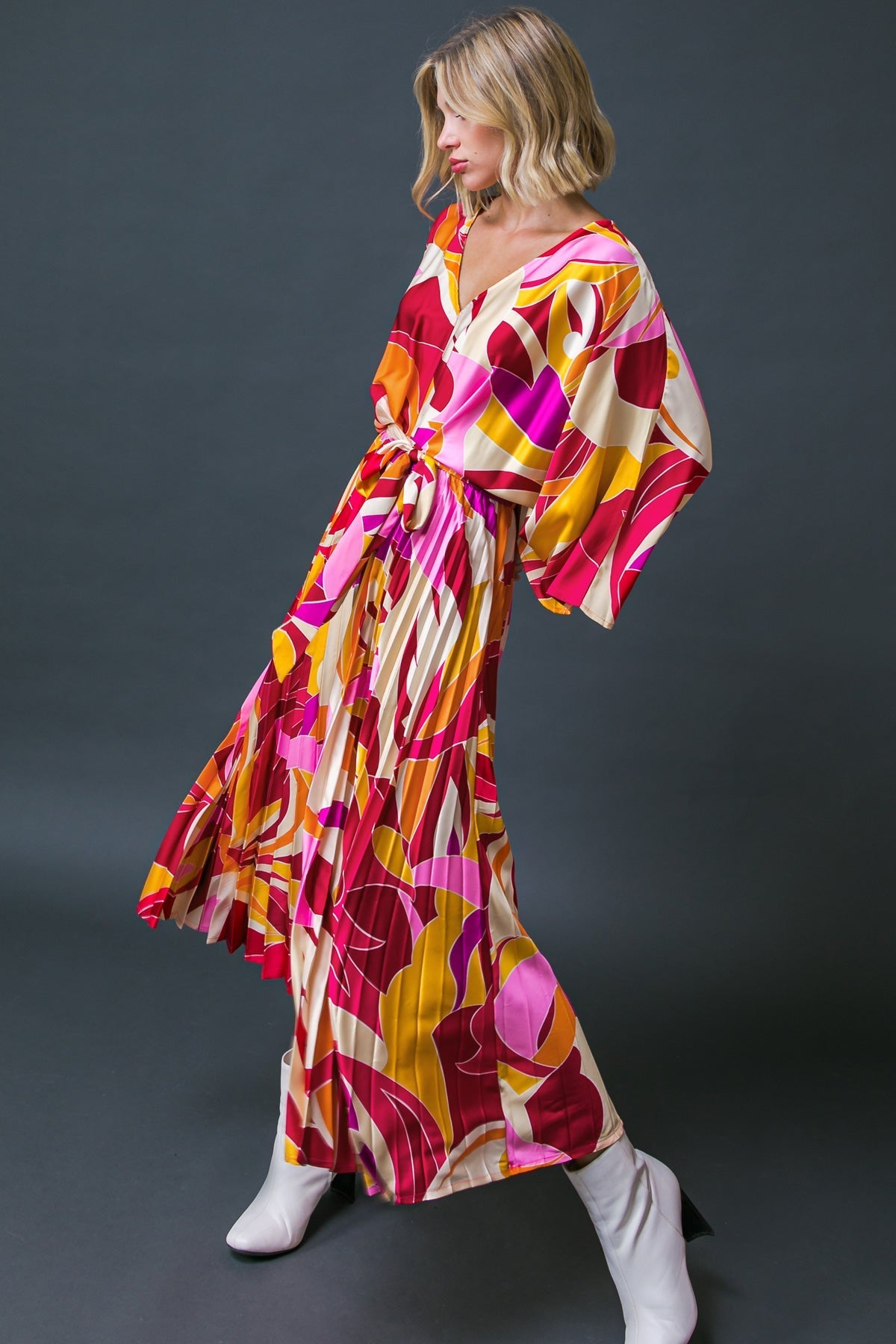 AT FIRST SIGHT WOVEN MIDI DRESS Flying Tomato