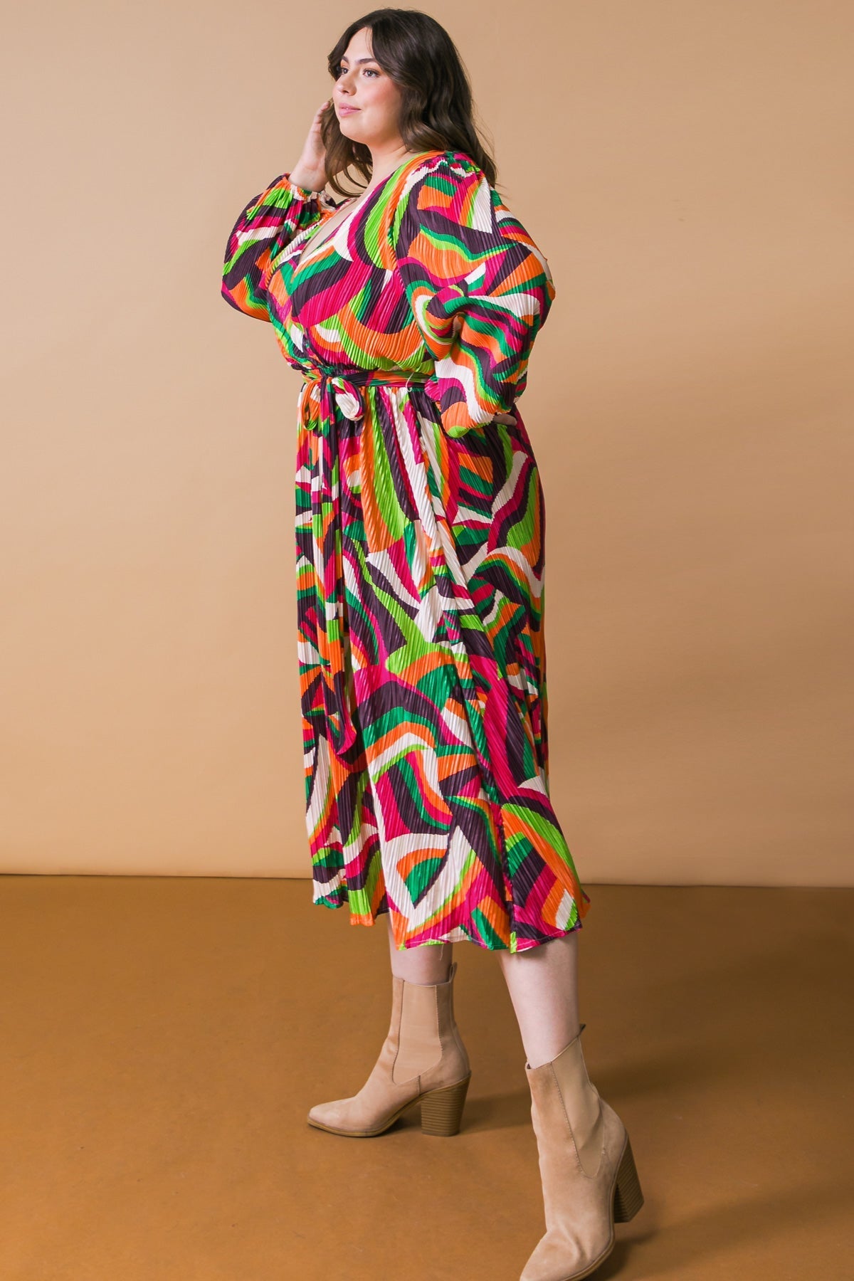 DESTINED TO IMPRESS PLISSE MIDI DRESS Flying Tomato