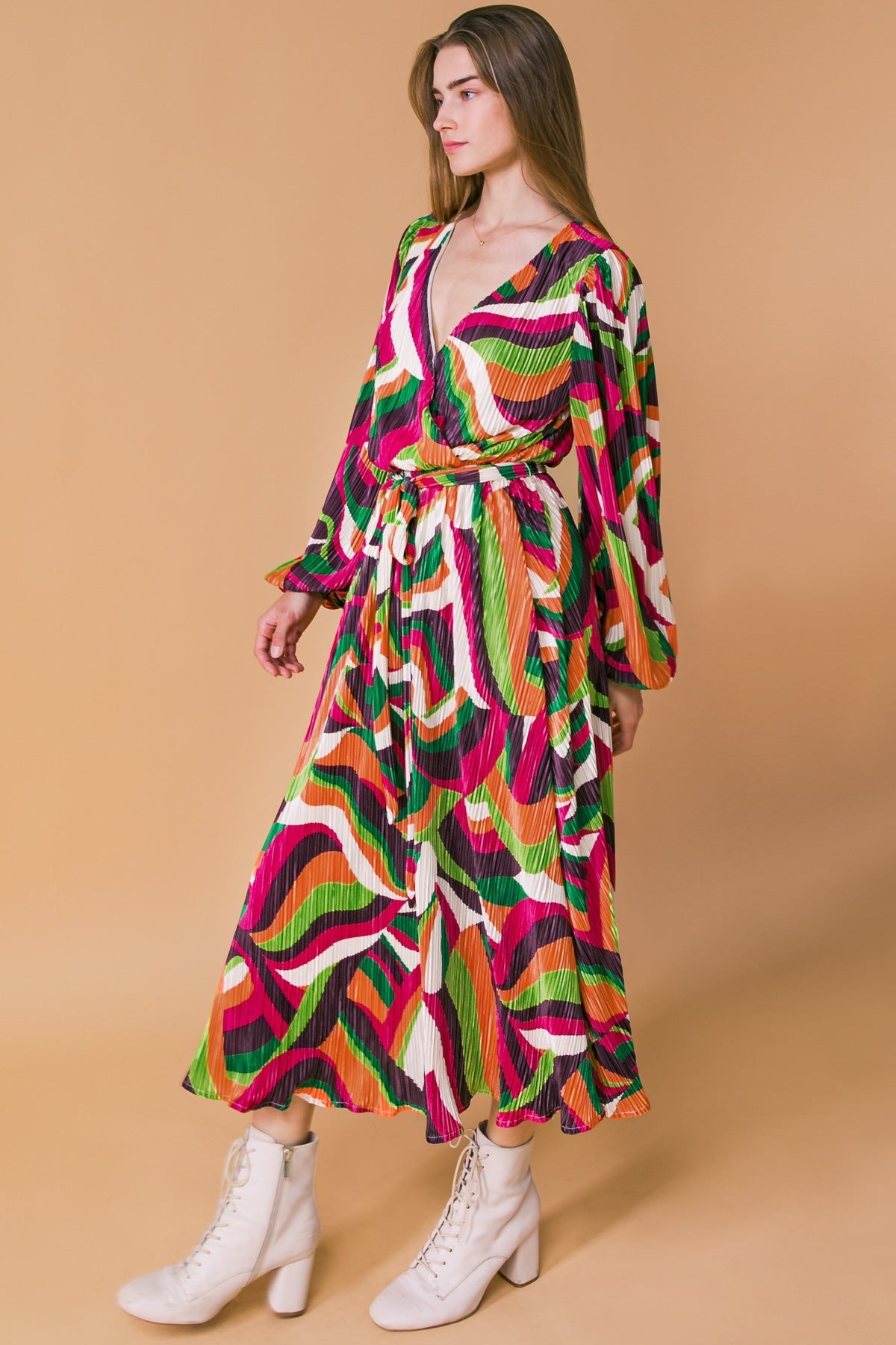 DESTINED TO IMPRESS PLISSE MIDI DRESS Flying Tomato