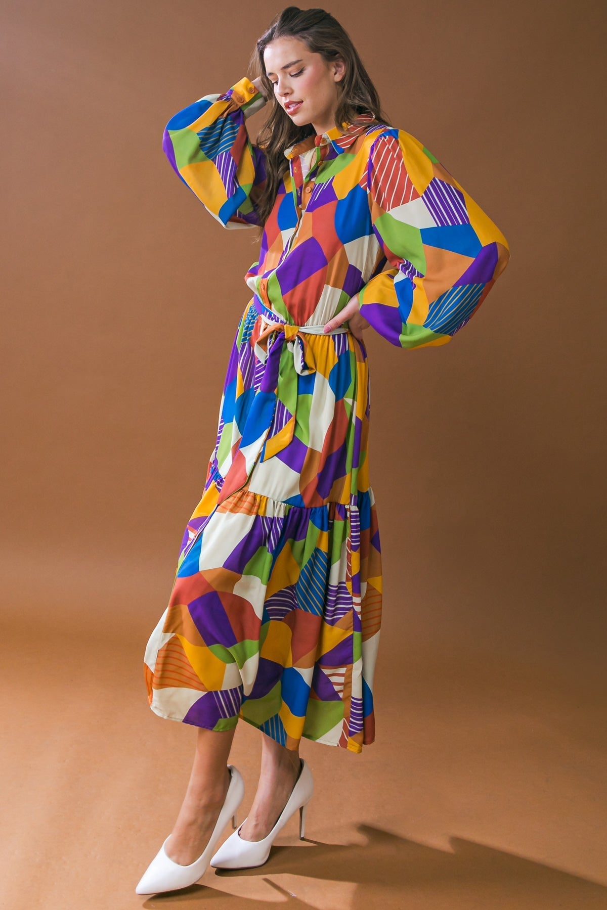 REMARKABLE FLAIR WOVEN MIDI DRESS Flying Tomato