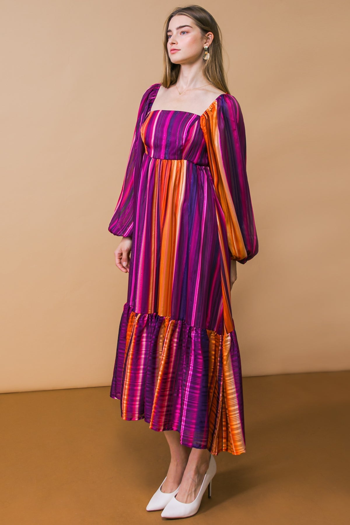 EVERYTHING YOU NEEDED WOVEN MIDI DRESS Flying Tomato