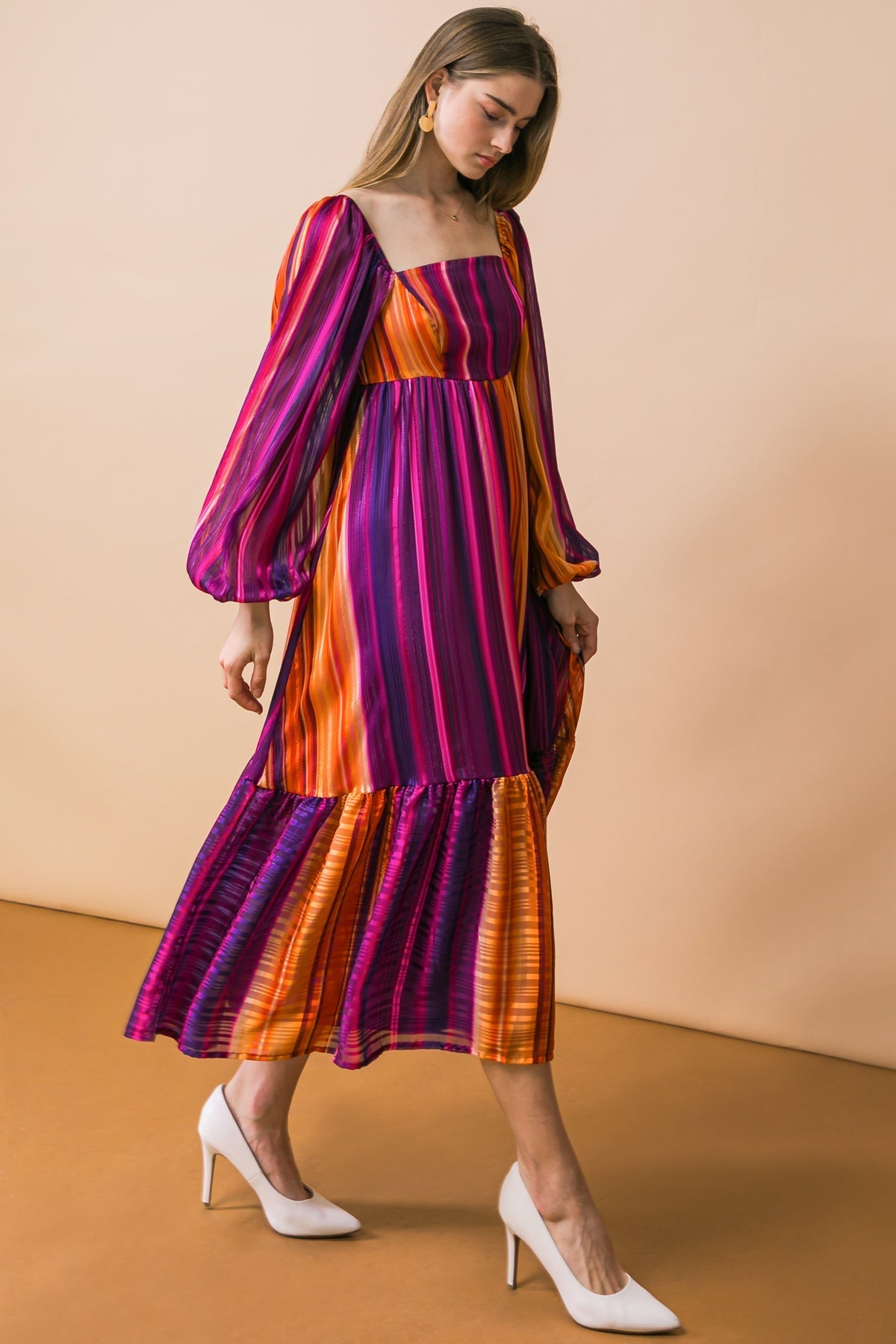 EVERYTHING YOU NEEDED WOVEN MIDI DRESS Flying Tomato