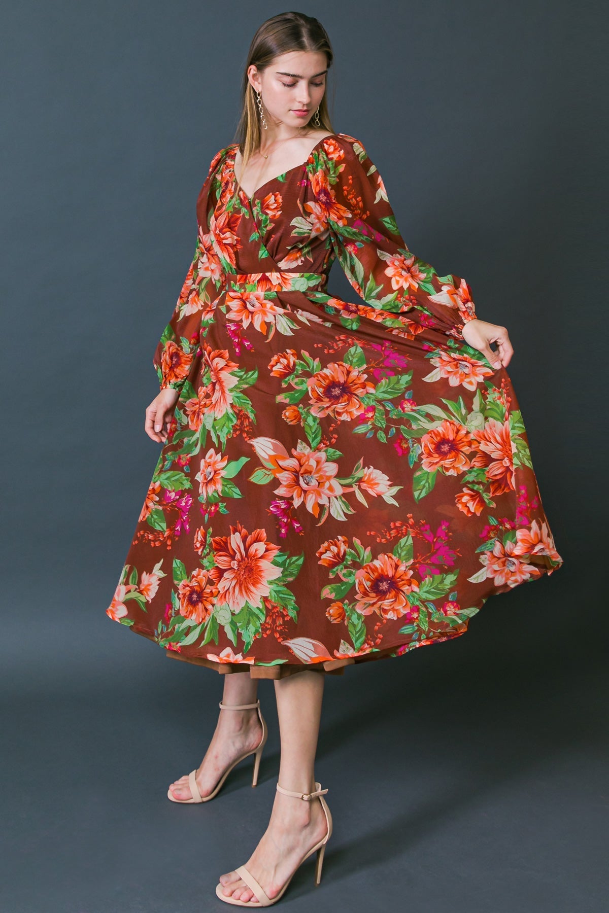 LET IT HAPPEN WOVEN ORGNZA MIDI DRESS Flying Tomato