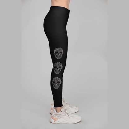 Rhinestone Fancy Skull Leggings Full Pockets