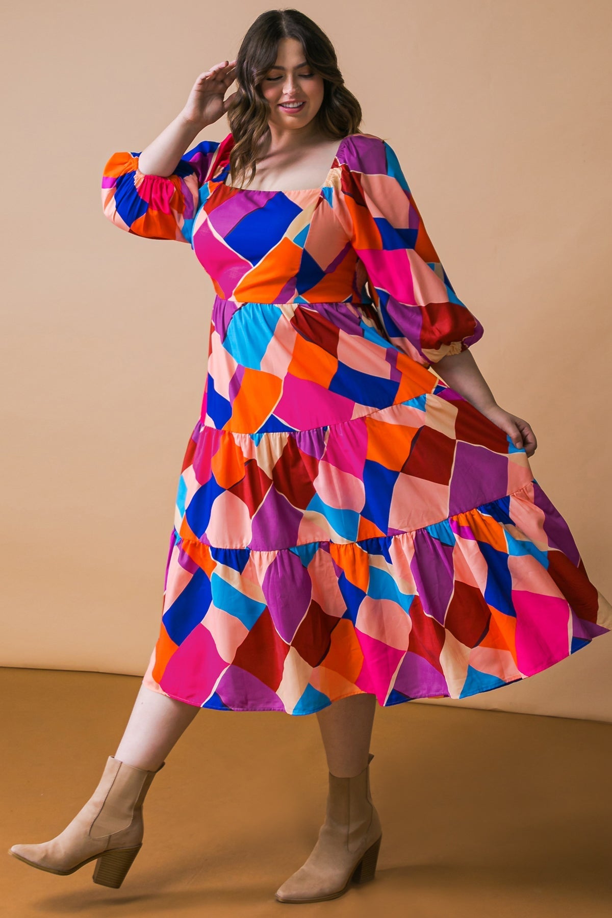 PULLING HEARTSTRINGS WOVEN MIDI DRESS Flying Tomato