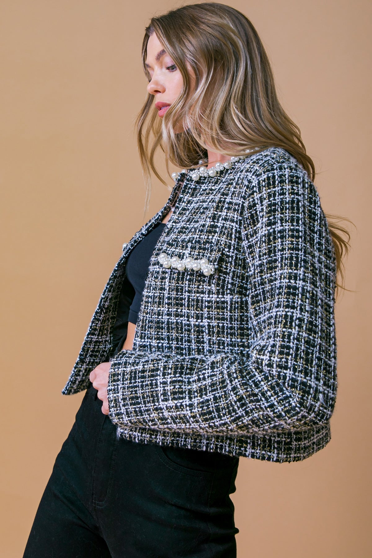 GUEST OF HONOR TWEED CROP JACKET Flying Tomato