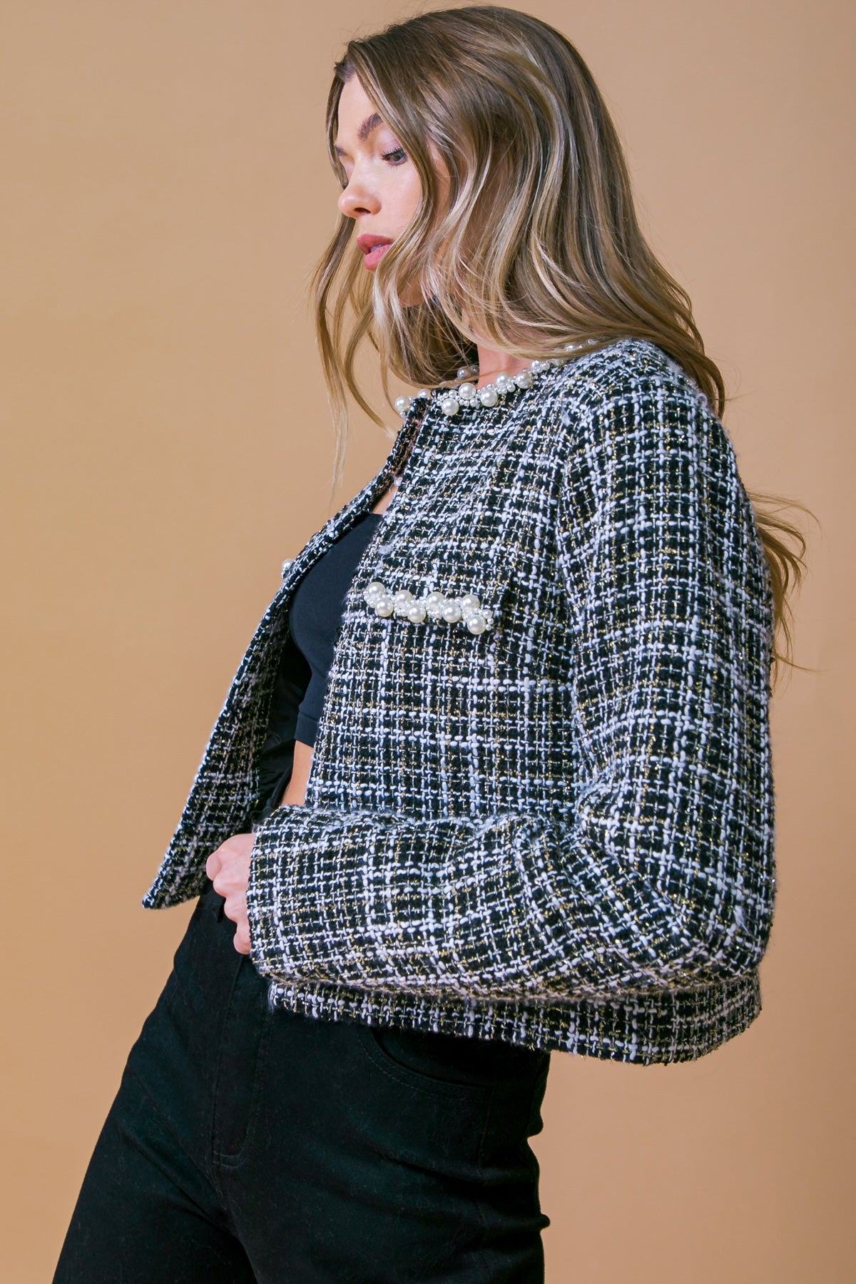 GUEST OF HONOR TWEED CROP JACKET