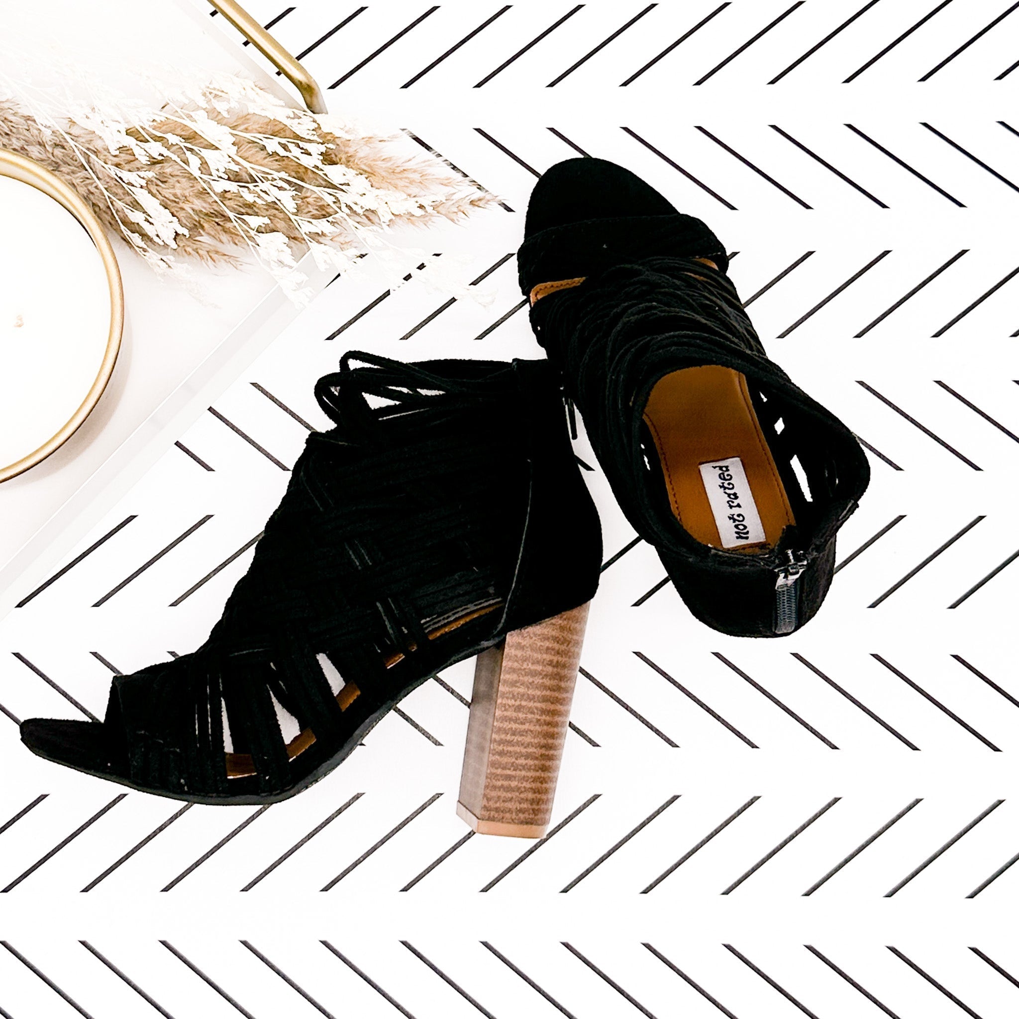 Silica Black Four Inch Heel Open Toe Sandal With Zipper Naughty Monkey