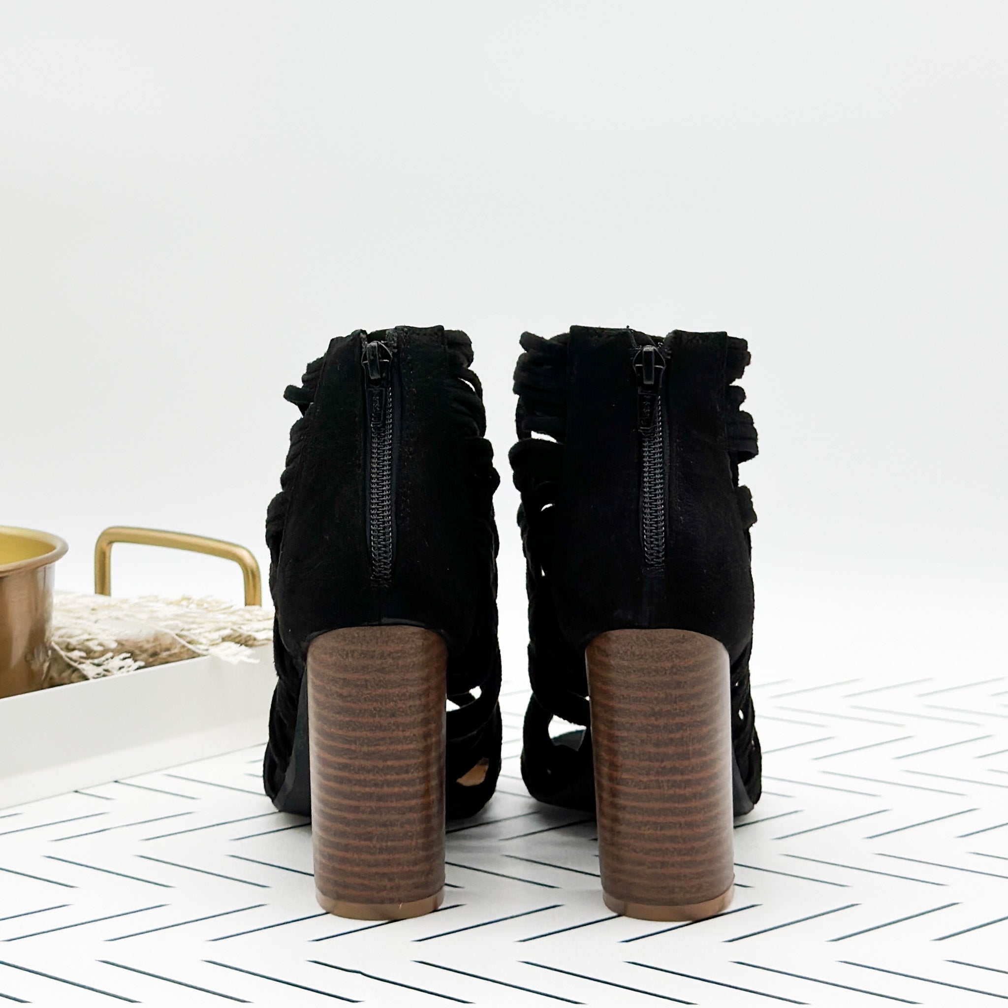 Silica Black Four Inch Heel Open Toe Sandal With Zipper Naughty Monkey