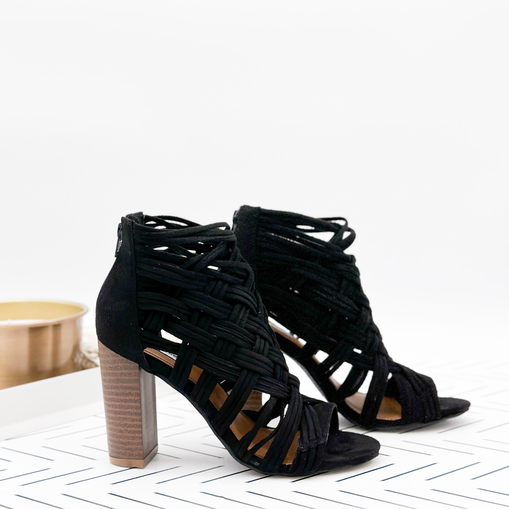 Silica Black Four Inch Heel Open Toe Sandal With Zipper Naughty Monkey