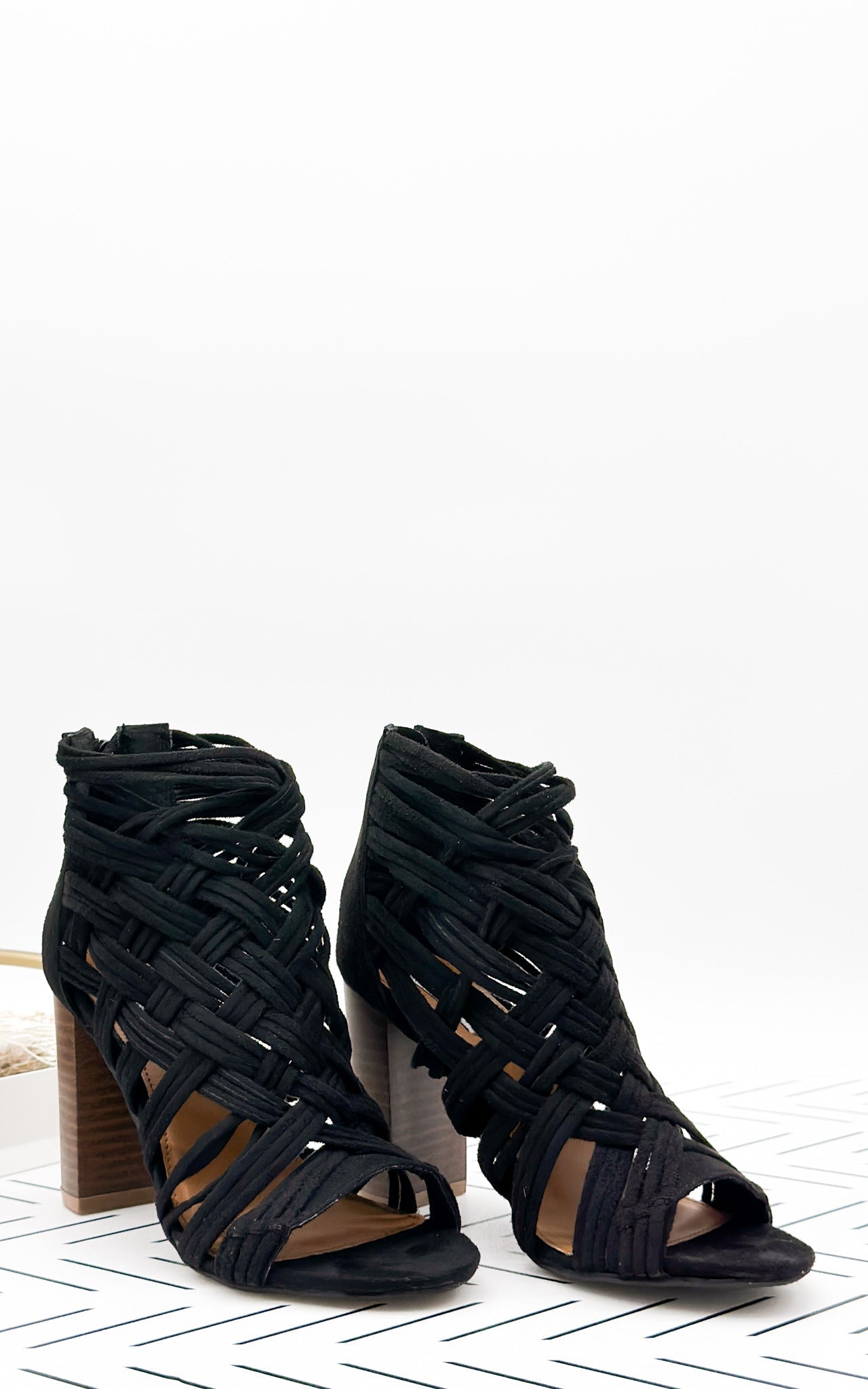 Silica Black Four Inch Heel Open Toe Sandal With Zipper Naughty Monkey
