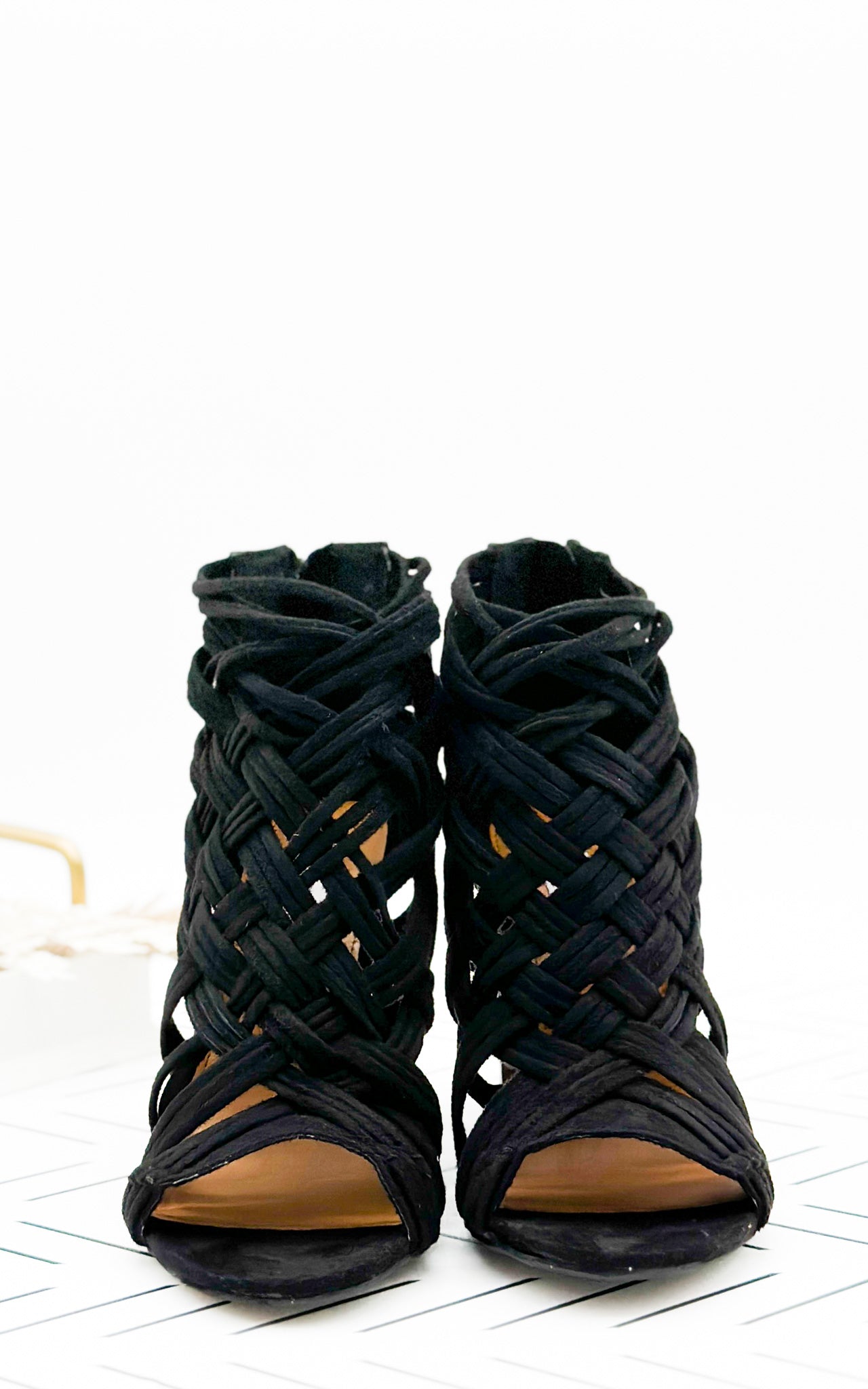 Silica Black Four Inch Heel Open Toe Sandal With Zipper Naughty Monkey