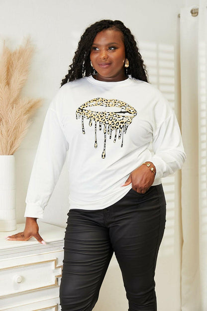 Simply Love Graphic Dropped Shoulder Round Neck Sweatshirt - Love Salve