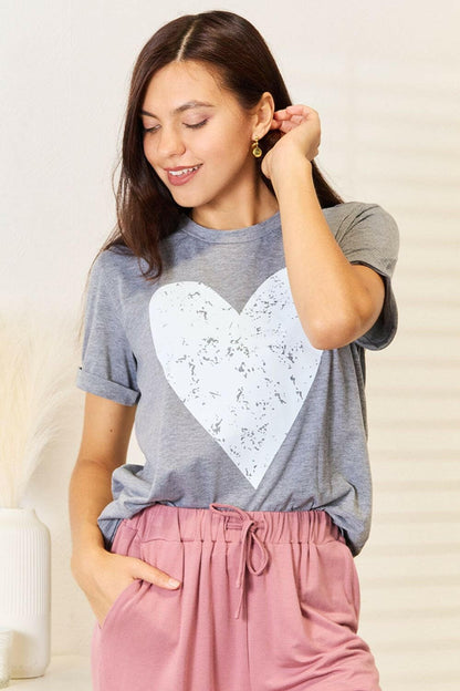 Simply Love Heart Graphic Cuffed Short Sleeve T-Shirt - Love Salve